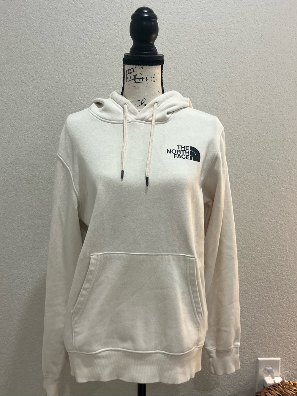 The North Face Cream Pullover Hoodie with Black Logo